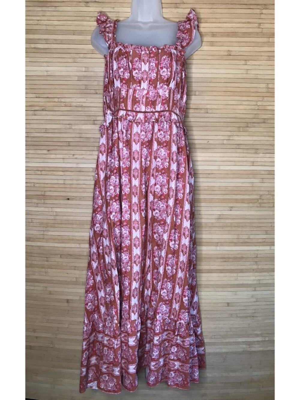 House of Harlow 1960 sz M Medium Helena Floral Linen Maxi Prairie Dress Cottage - Picture 2 of 7